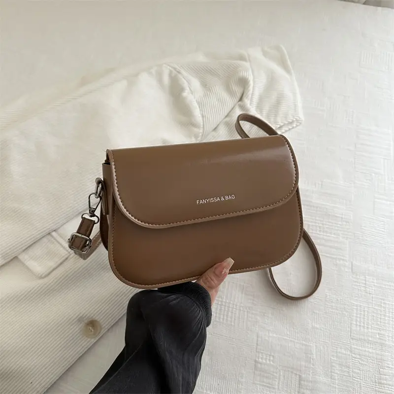 Korean Style Single Shoulder Crossbody Bag Brown Saddle