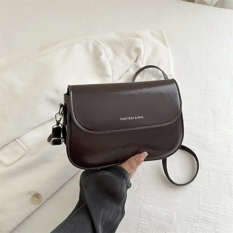 Korean Style Single Shoulder Crossbody Bag Brown Saddle