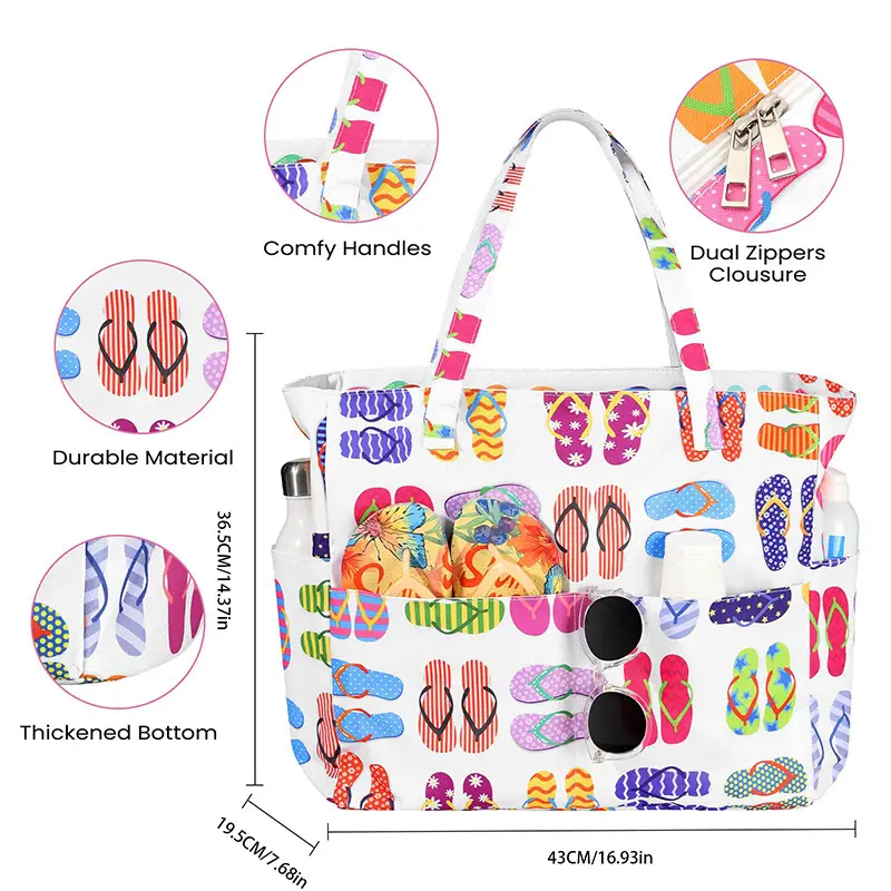 Printed Beach Bag Large Capacity Travel Storage Bag