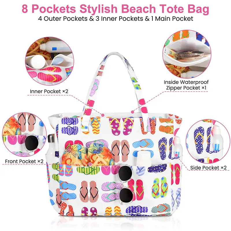 Printed Beach Bag Large Capacity Travel Storage Bag
