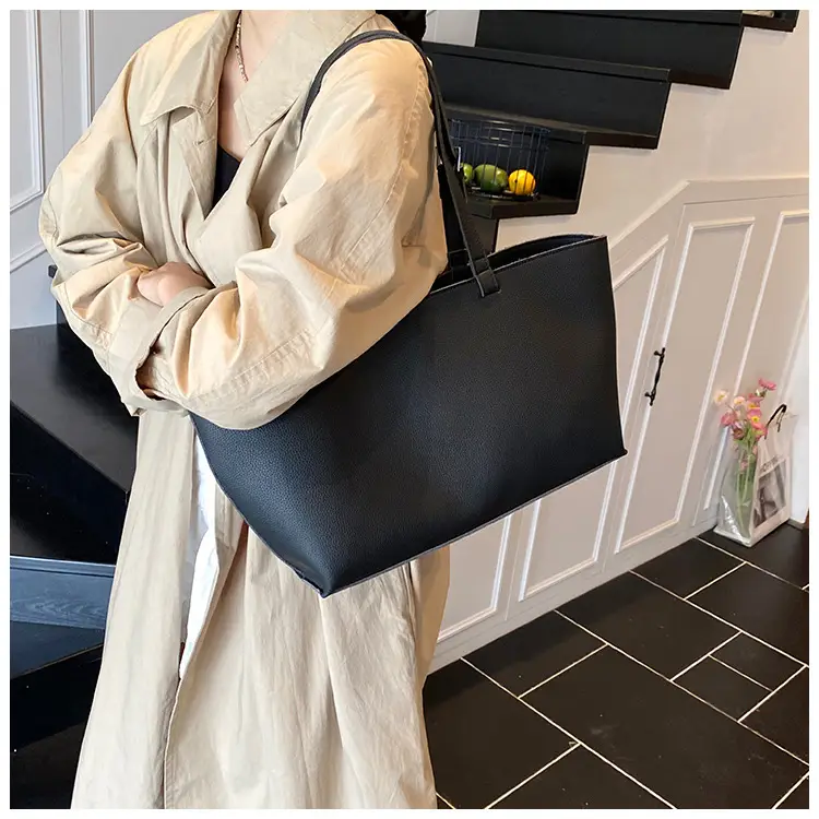 Women's Large Capacity Cream Leather Tote Bag — feature 17