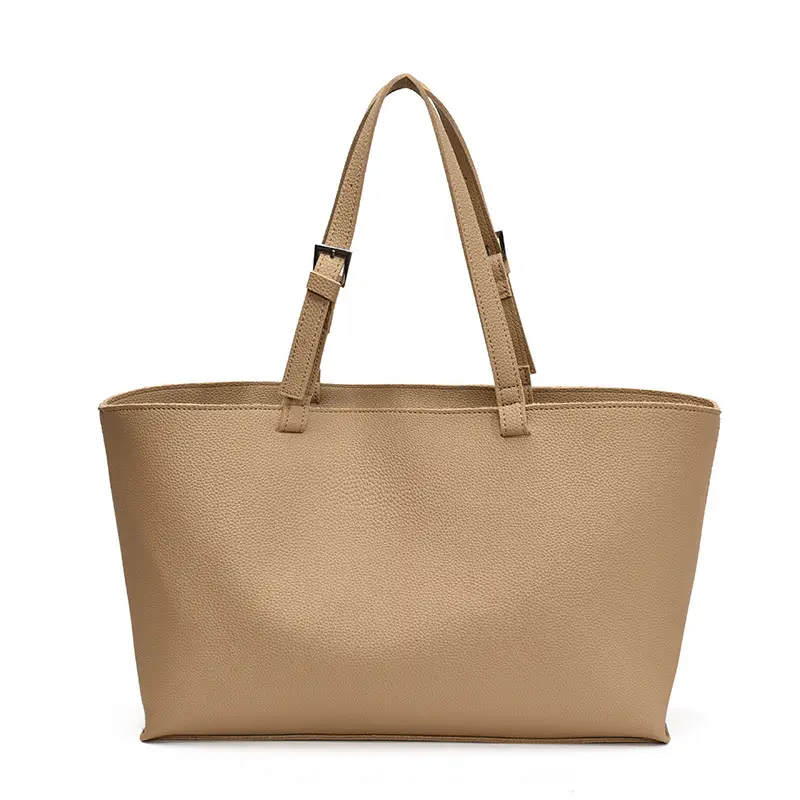 Women's Large Capacity Cream Leather Tote Bag - Image 2