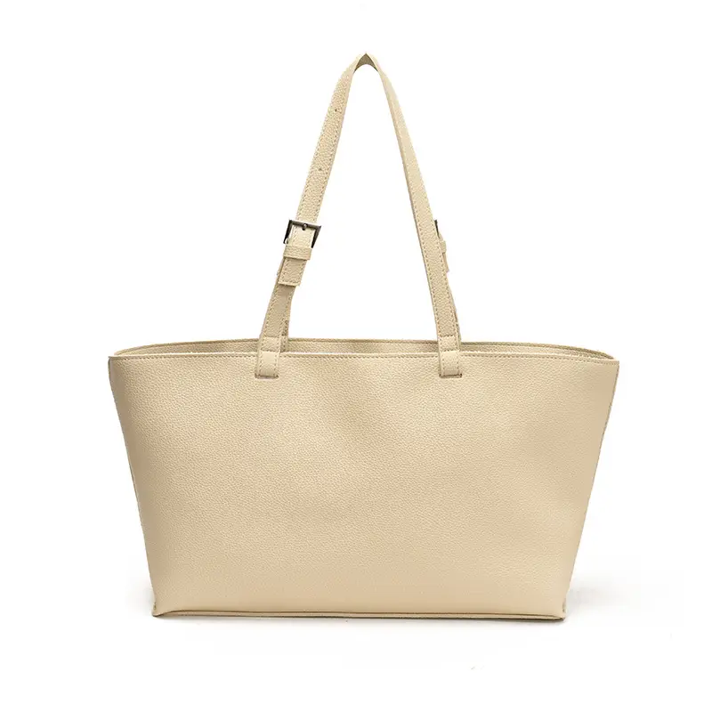 Women's Large Capacity Cream Leather Tote Bag - Image 5