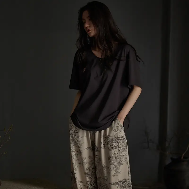 Pajamas for Women, Summer Modal Loose-Fitting Korean Style Solid Color High-End Wearable Summer Home Wear Set Casual Style