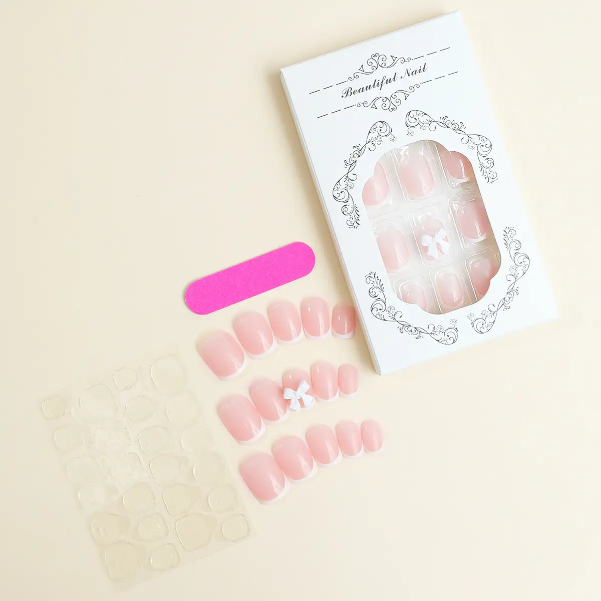 2025 White French Edge Bow Manicure Nails — feature 11