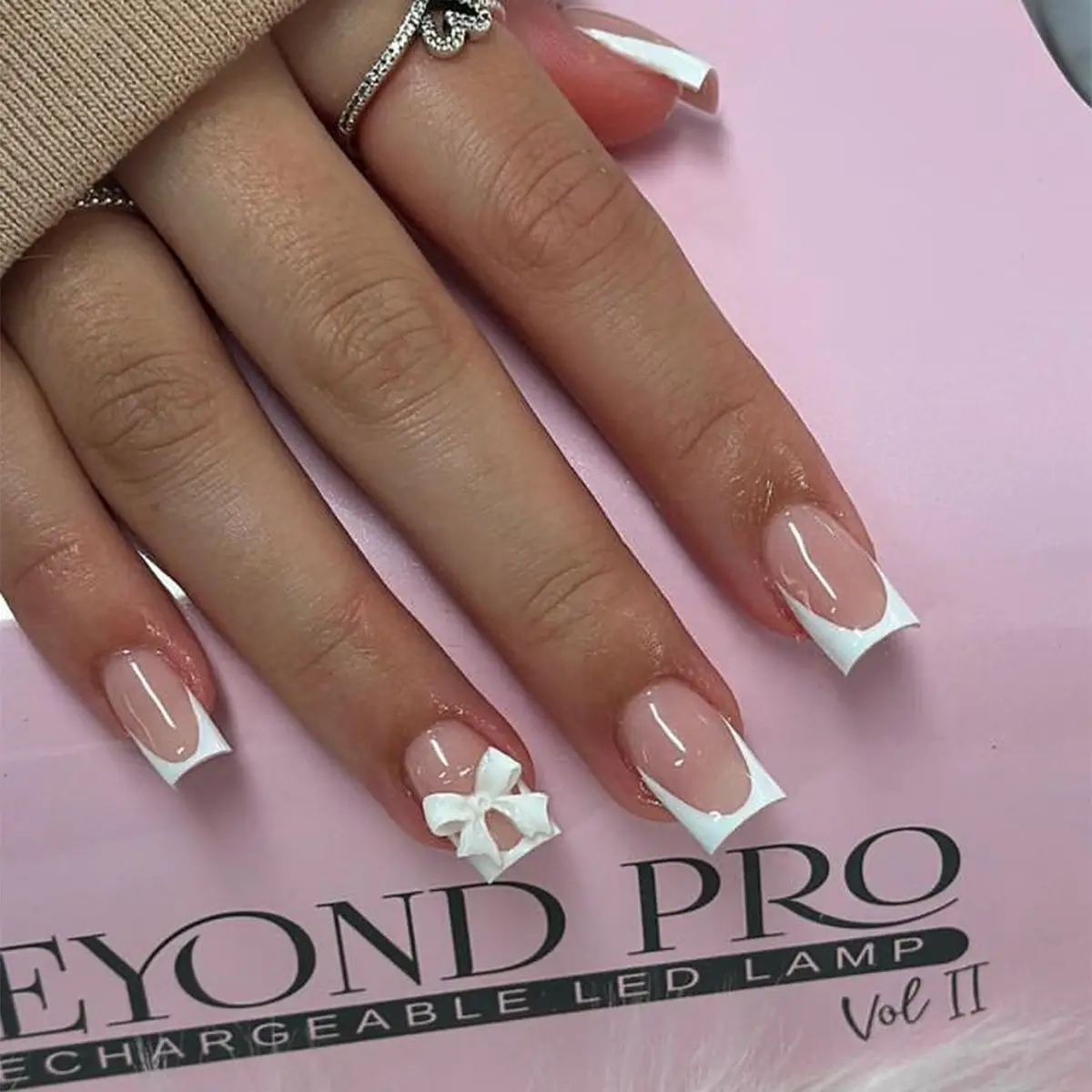 2025 White French Edge Bow Manicure Nails — feature 13