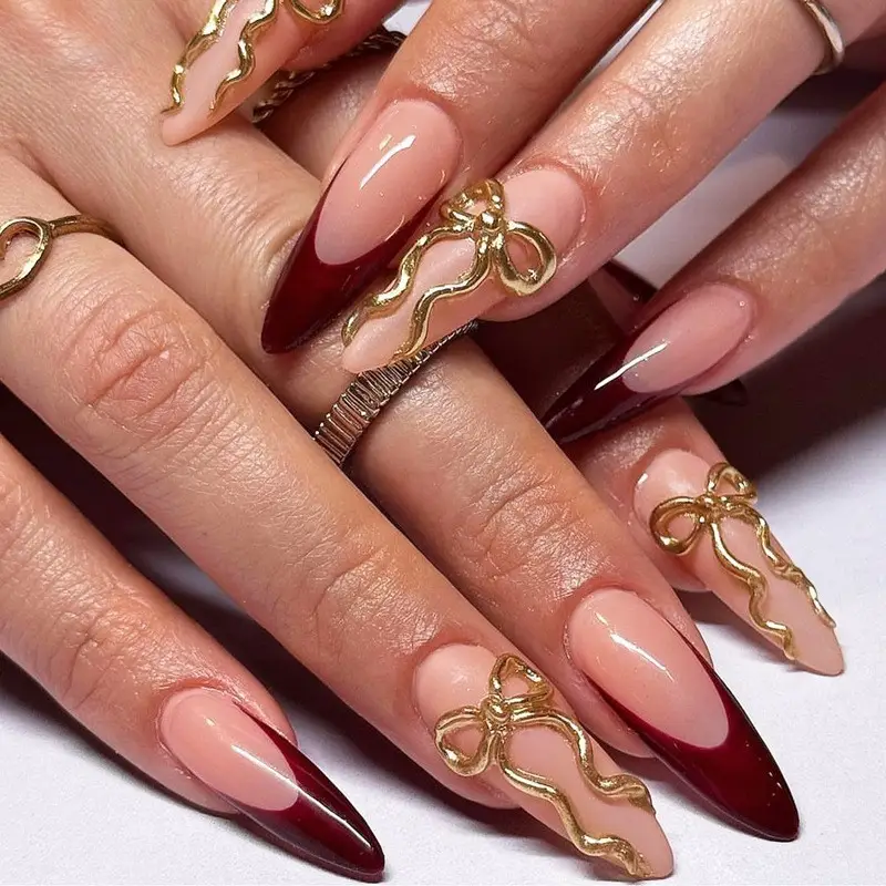 2025 White French Edge Bow Manicure Nails — feature 19