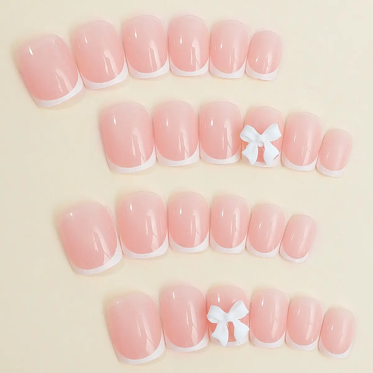 2025 White French Edge Bow Manicure Nails — feature 9