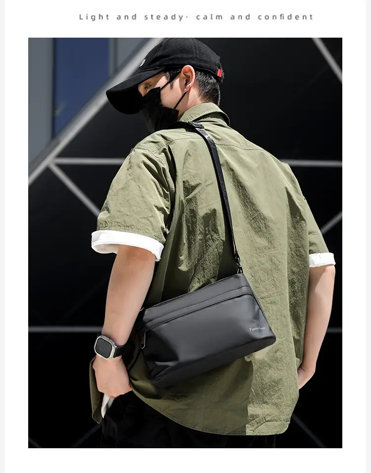 Men's Nylon Crossbody Bag Large Capacity Travel Backpack — feature 12