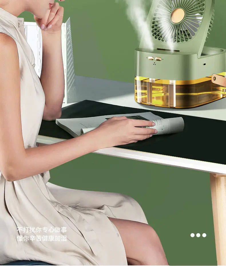 Cross-Border Dual-Spray Fan for Summer Bedroom, Portable Handheld Large-Capacity USB Light Misting Remote-Controlled Humidifying Fan — feature 14