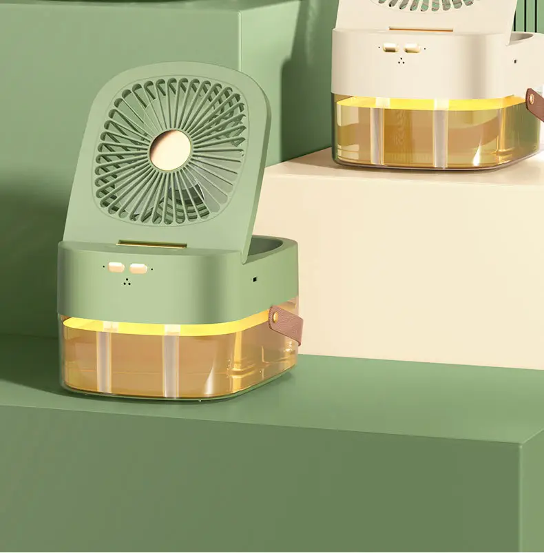 Cross-Border Dual-Spray Fan for Summer Bedroom, Portable Handheld Large-Capacity USB Light Misting Remote-Controlled Humidifying Fan — feature 6