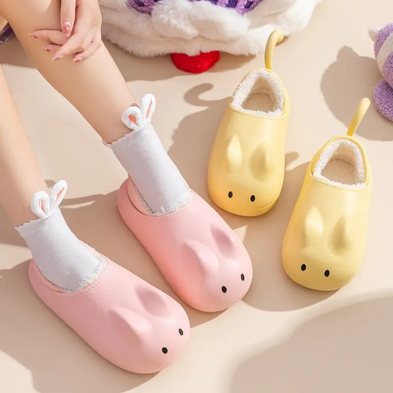 Cute Cat Slippers Women Winter Fleece Lined Warm Bag Heel - Image 6