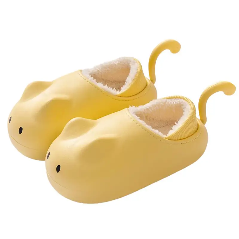 Cute Cat Slippers Women Winter Fleece Lined Warm Bag Heel - Image 8