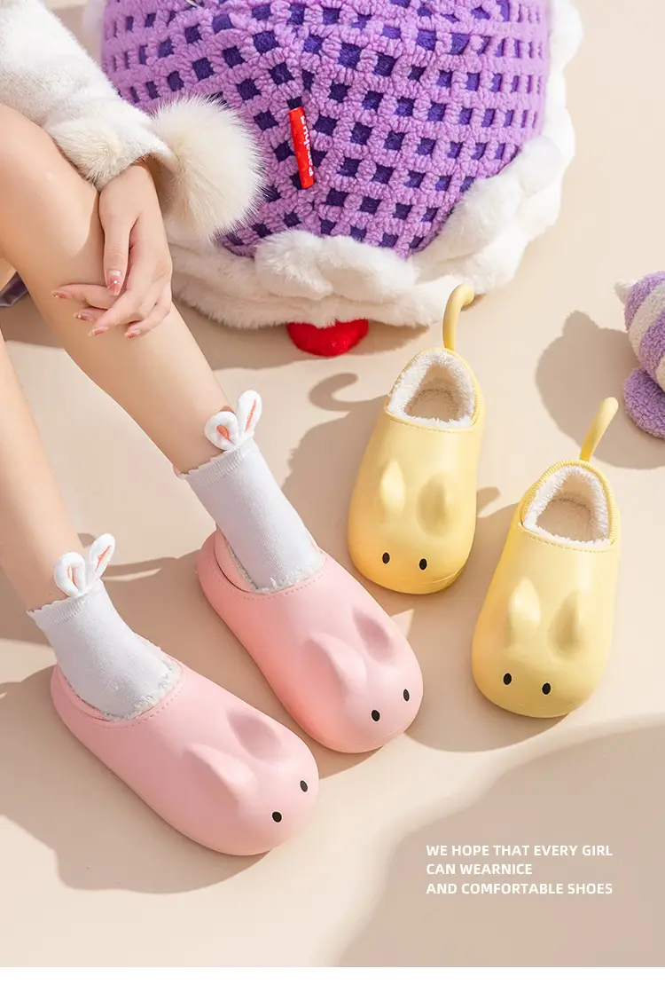 Cute Cat Slippers Women Winter Fleece Lined Warm Bag Heel — feature 1