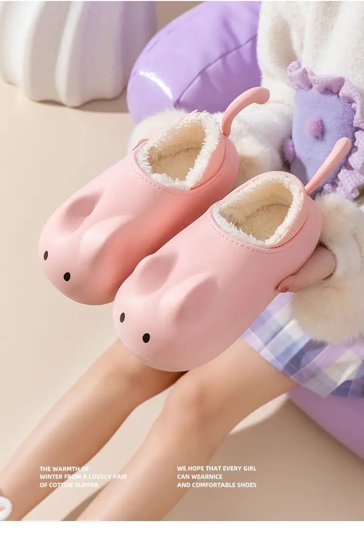 Cute Cat Slippers Women Winter Fleece Lined Warm Bag Heel — feature 15