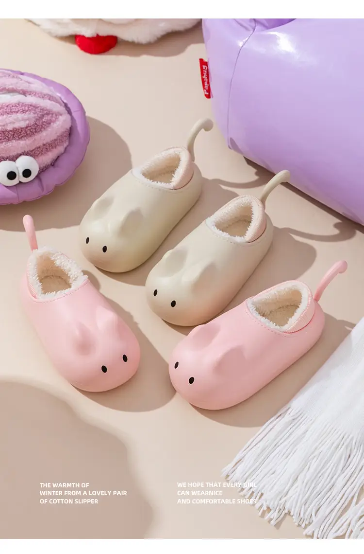 Cute Cat Slippers Women Winter Fleece Lined Warm Bag Heel — feature 20