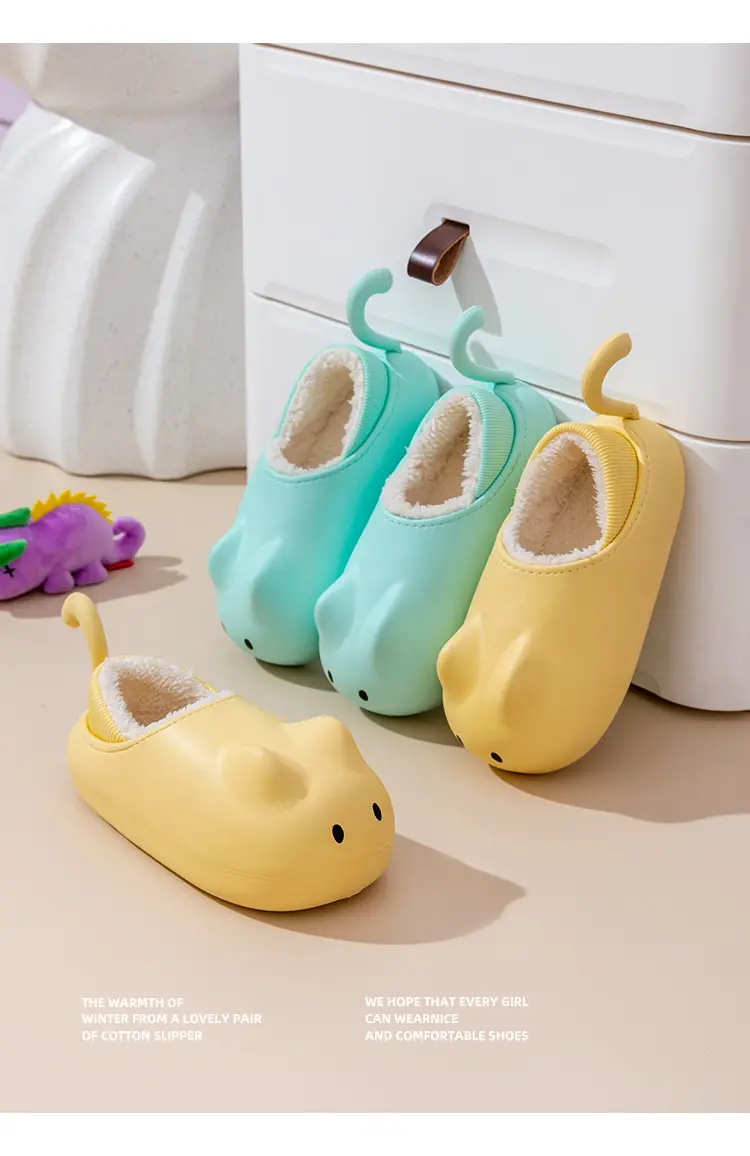 Cute Cat Slippers Women Winter Fleece Lined Warm Bag Heel — feature 21
