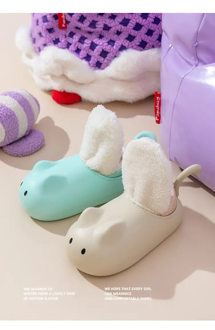 Cute Cat Slippers Women Winter Fleece Lined Warm Bag Heel — feature 22