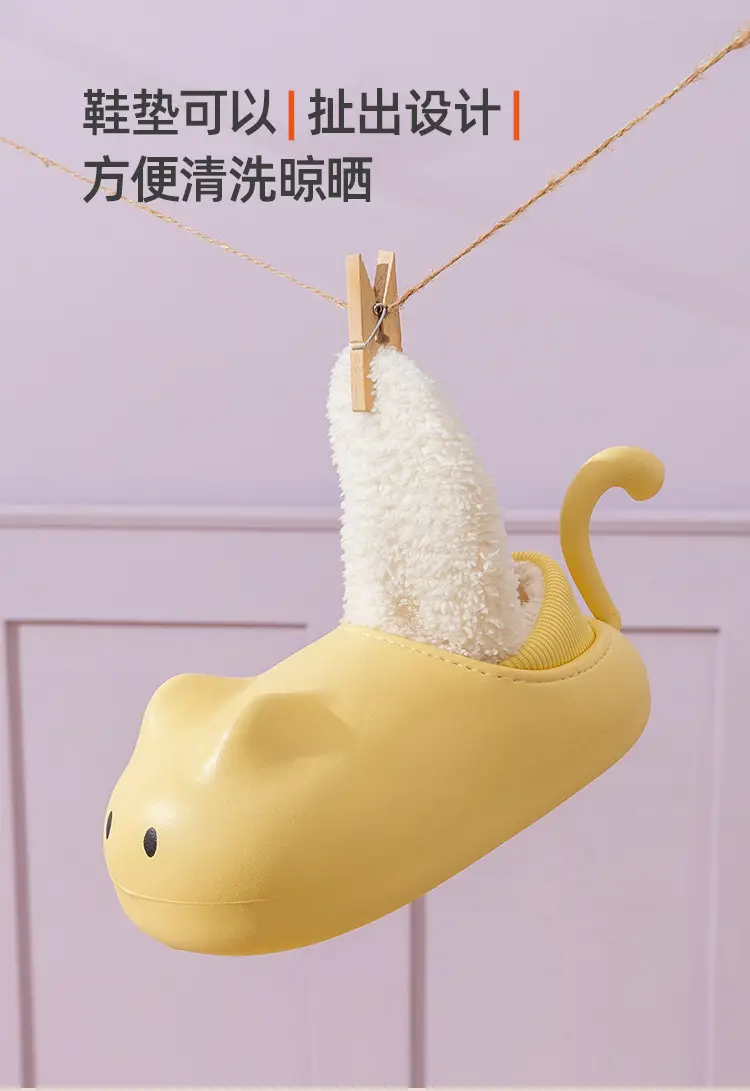 Cute Cat Slippers Women Winter Fleece Lined Warm Bag Heel — feature 8