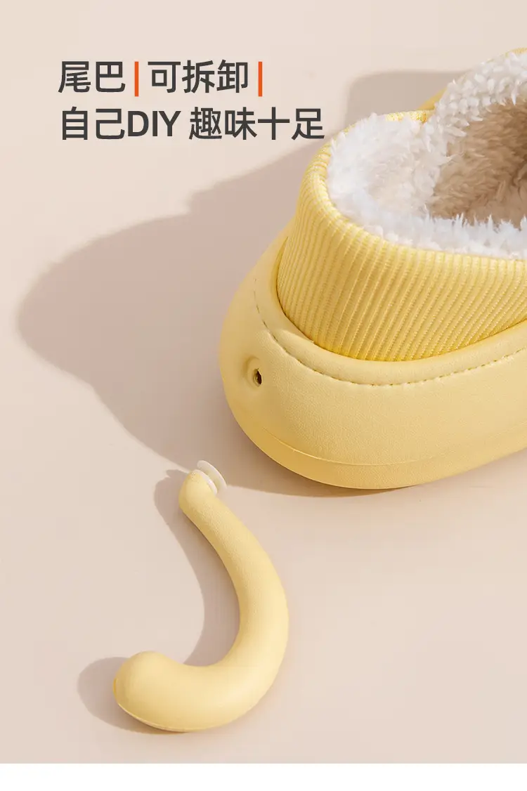 Cute Cat Slippers Women Winter Fleece Lined Warm Bag Heel — feature 9