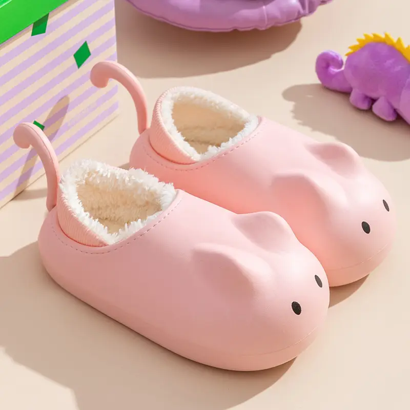 Cute Cat Slippers Women Winter Fleece Lined Warm Bag Heel - Image 2