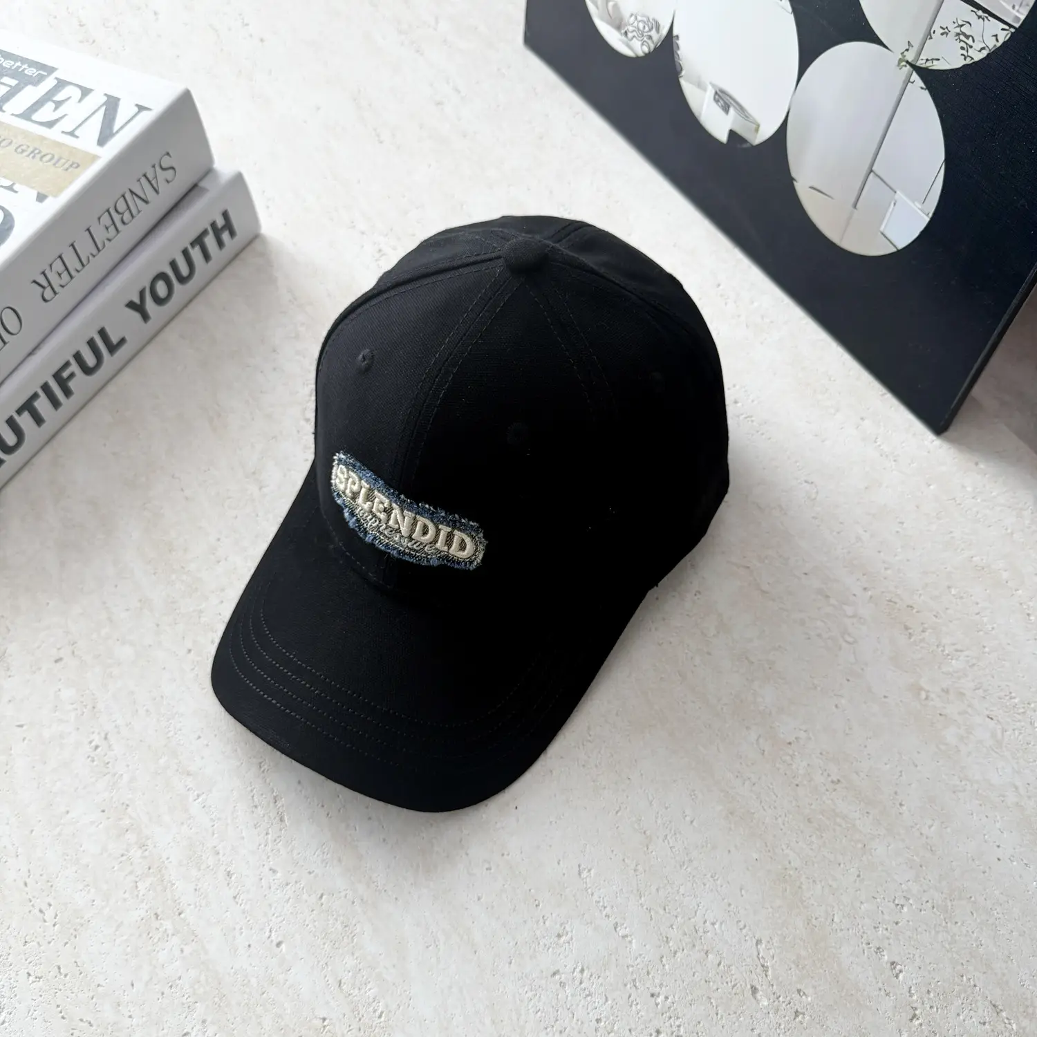 Men's Black Embroidered Flyback Cap - Image 4
