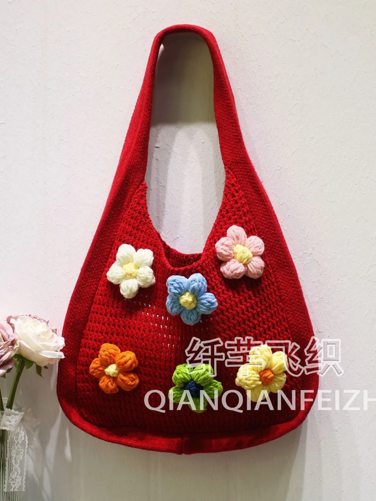 Floral Knitted Shoulder Bag for Women 2025 - Image 11