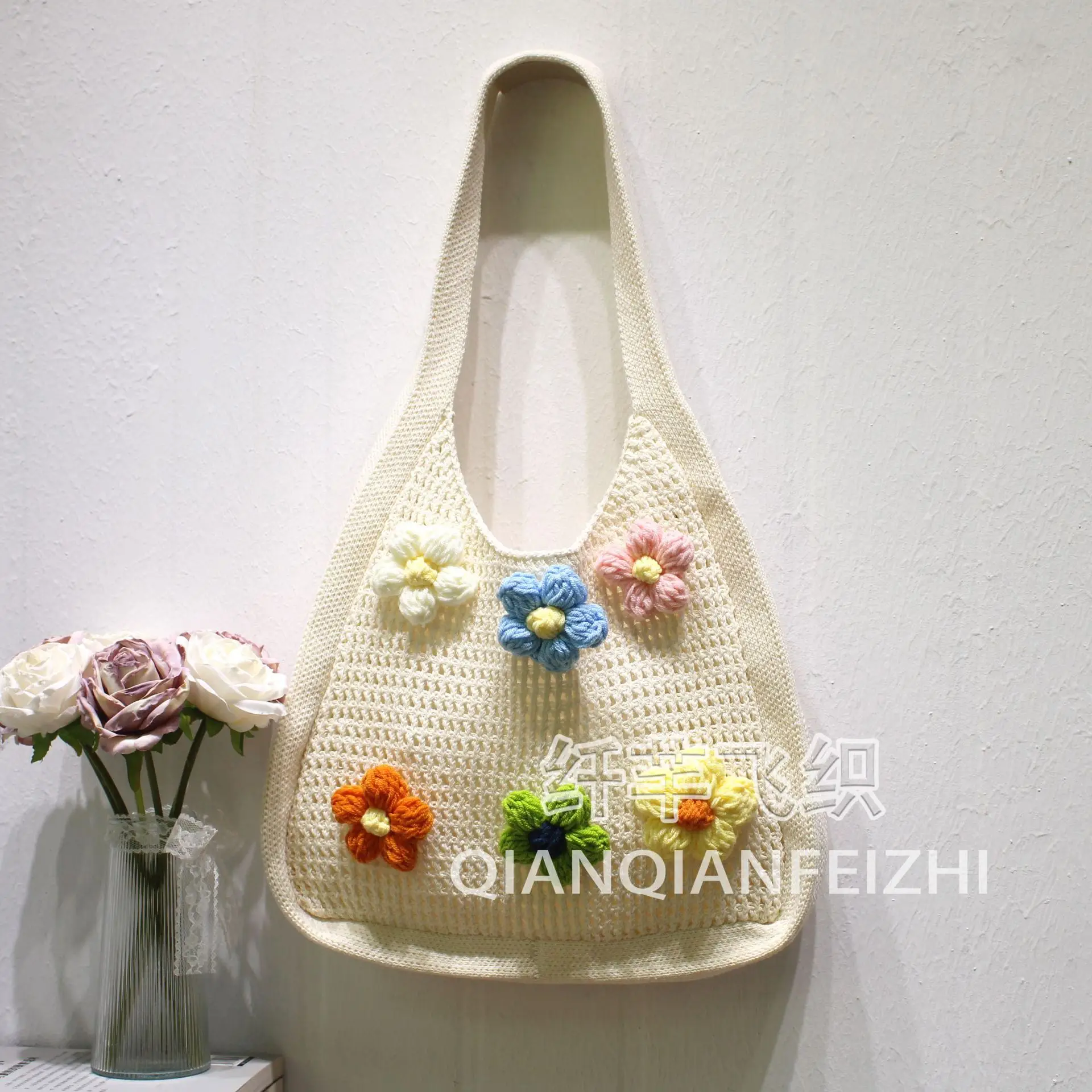 Floral Knitted Shoulder Bag for Women 2025 - Image 2