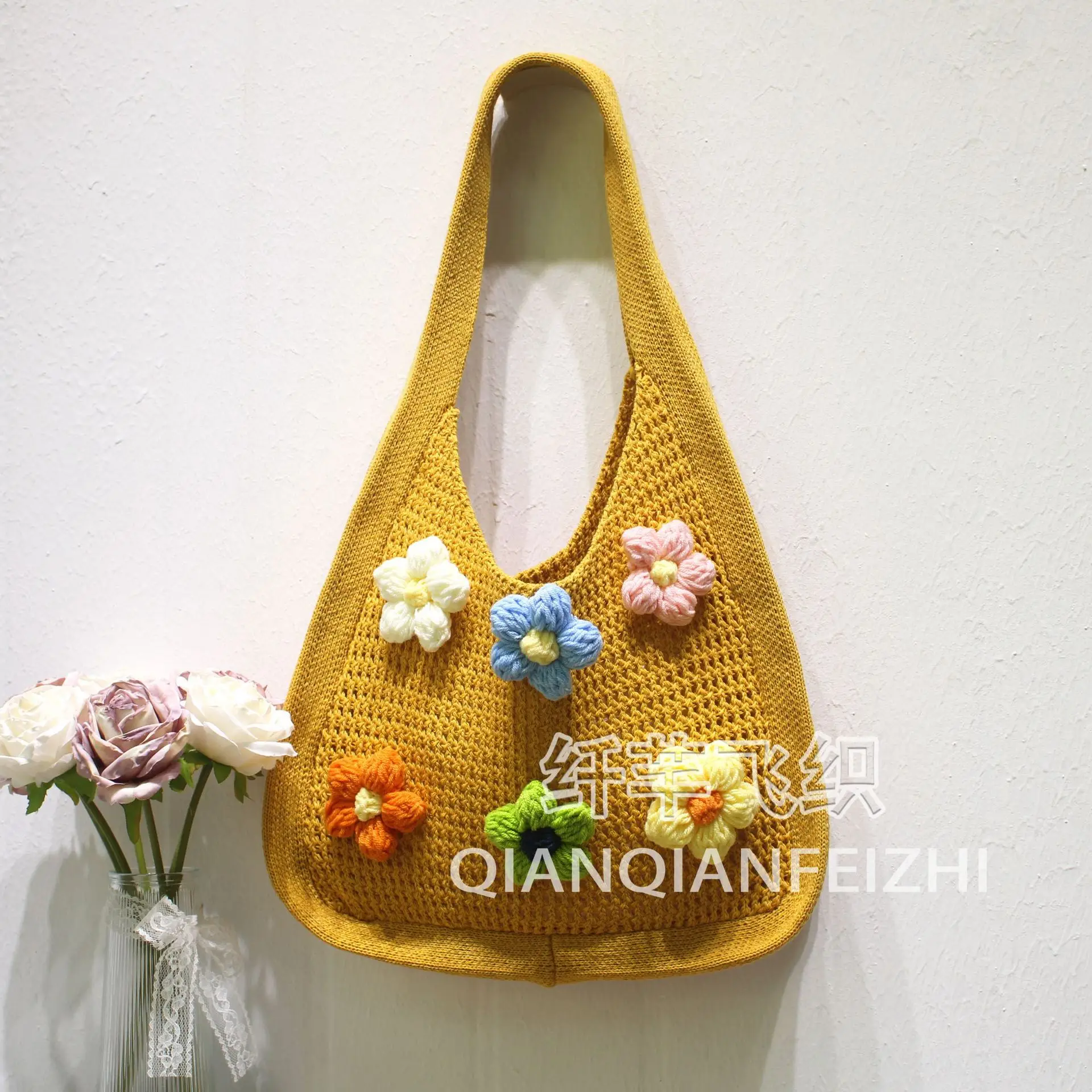 Floral Knitted Shoulder Bag for Women 2025 - Image 3