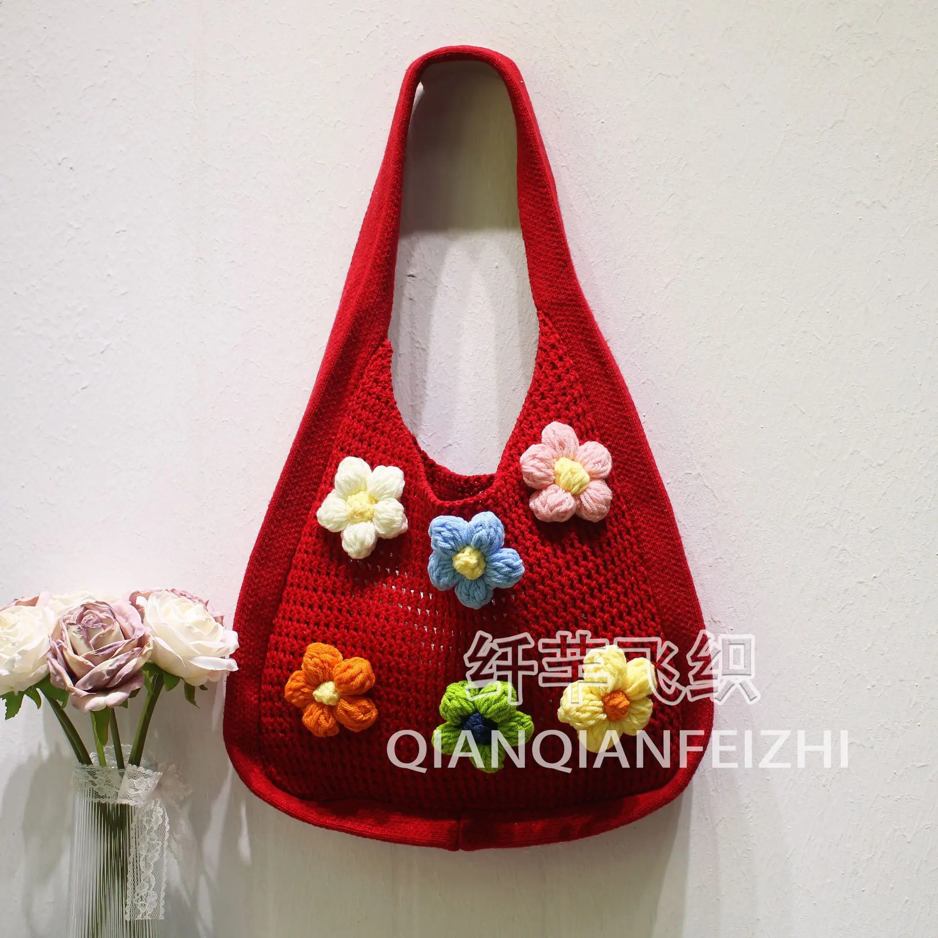 Floral Knitted Shoulder Bag for Women 2025 - Image 4
