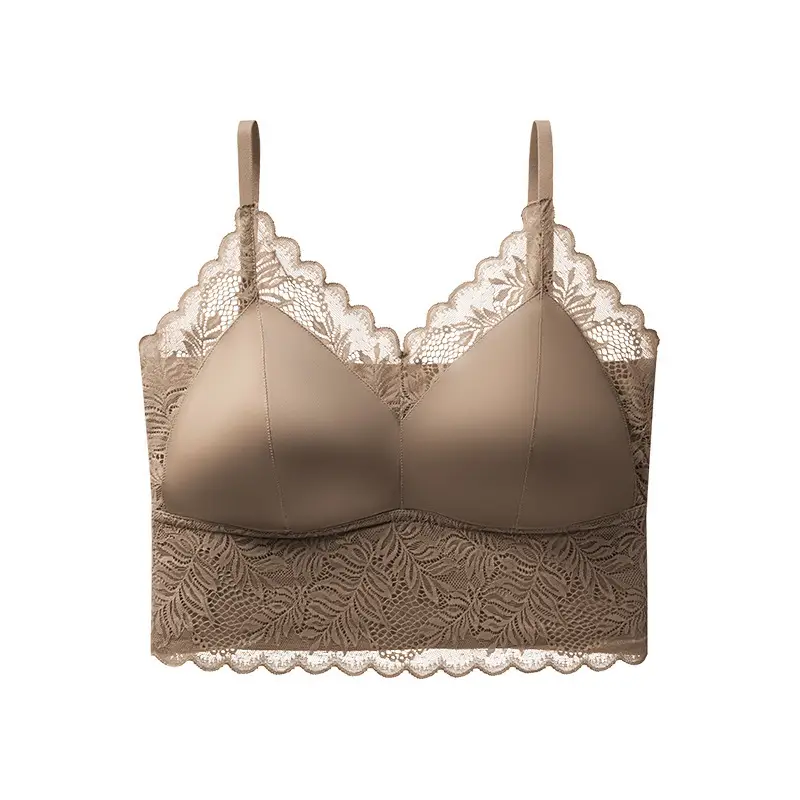 Beautiful Back Bra with Integrated Straps, Breathable, Wireless, Fixed Cup, Anti-Sagging, Anti-Spreading, Thin Style for Women