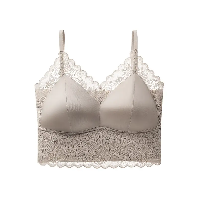 Beautiful Back Bra with Integrated Straps, Breathable, Wireless, Fixed Cup, Anti-Sagging, Anti-Spreading, Thin Style for Women