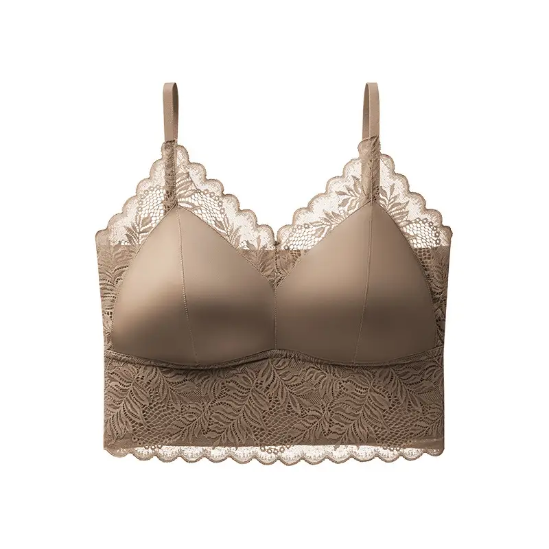 Beautiful Back Bra with Integrated Straps, Breathable, Wireless, Fixed Cup, Anti-Sagging, Anti-Spreading, Thin Style for Women