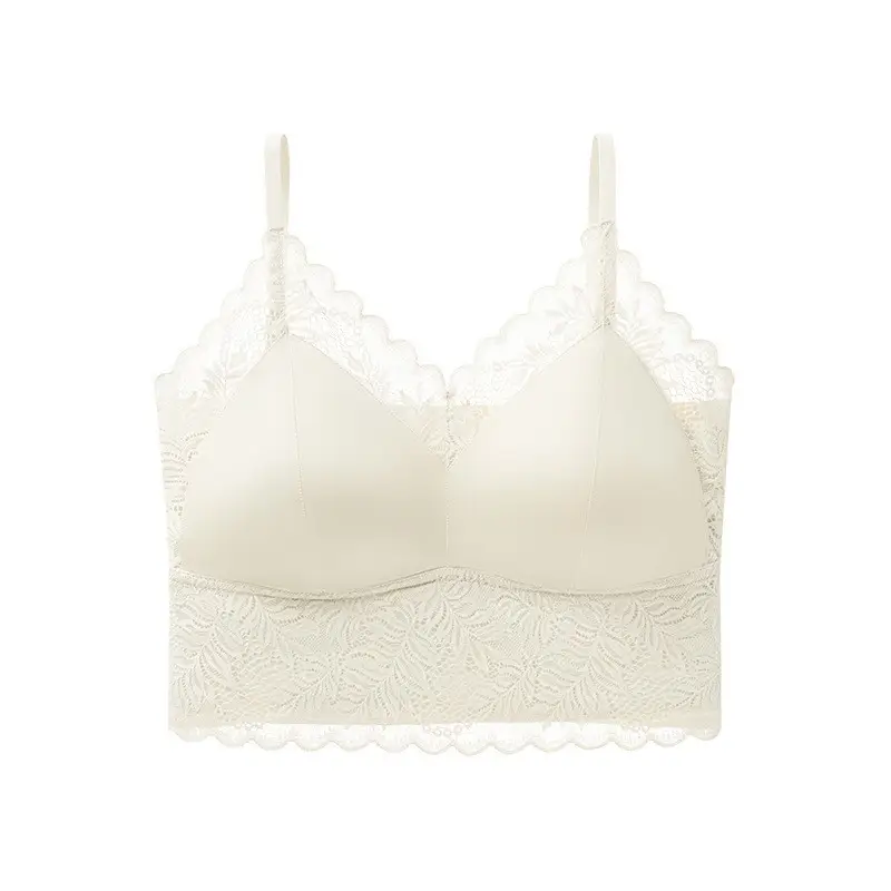 Beautiful Back Bra with Integrated Straps, Breathable, Wireless, Fixed Cup, Anti-Sagging, Anti-Spreading, Thin Style for Women