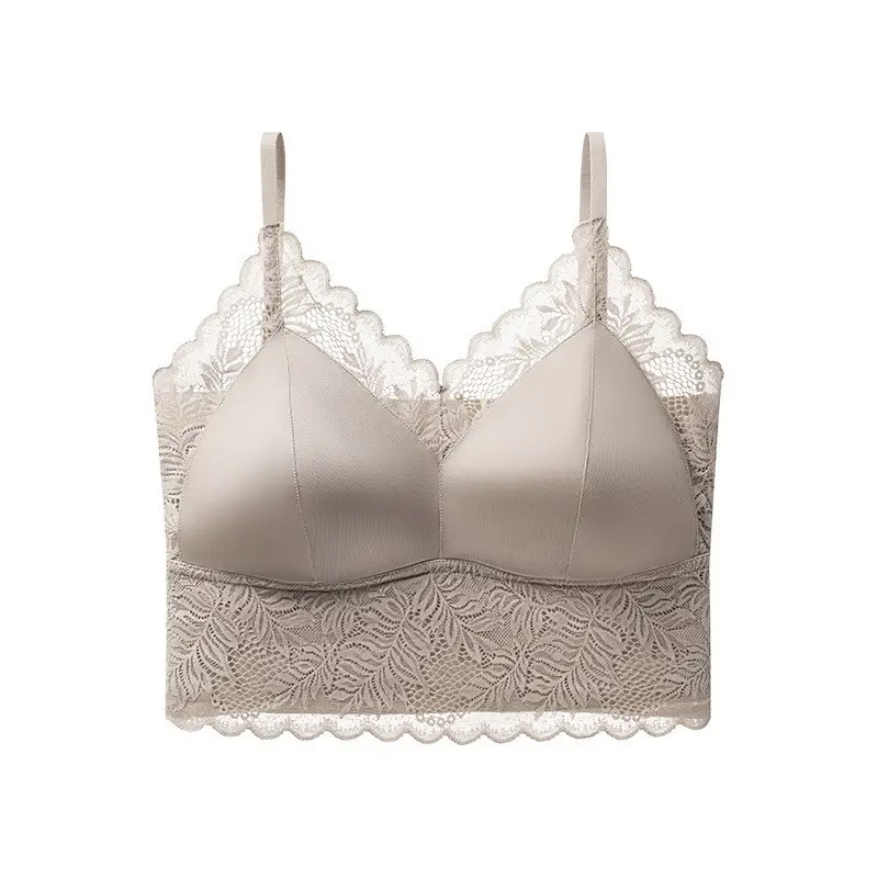 Beautiful Back Bra with Integrated Straps, Breathable, Wireless, Fixed Cup, Anti-Sagging, Anti-Spreading, Thin Style for Women