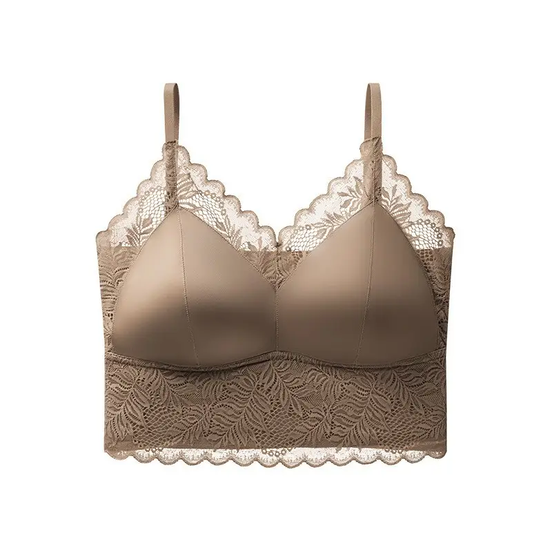 Beautiful Back Bra with Integrated Straps, Breathable, Wireless, Fixed Cup, Anti-Sagging, Anti-Spreading, Thin Style for Women