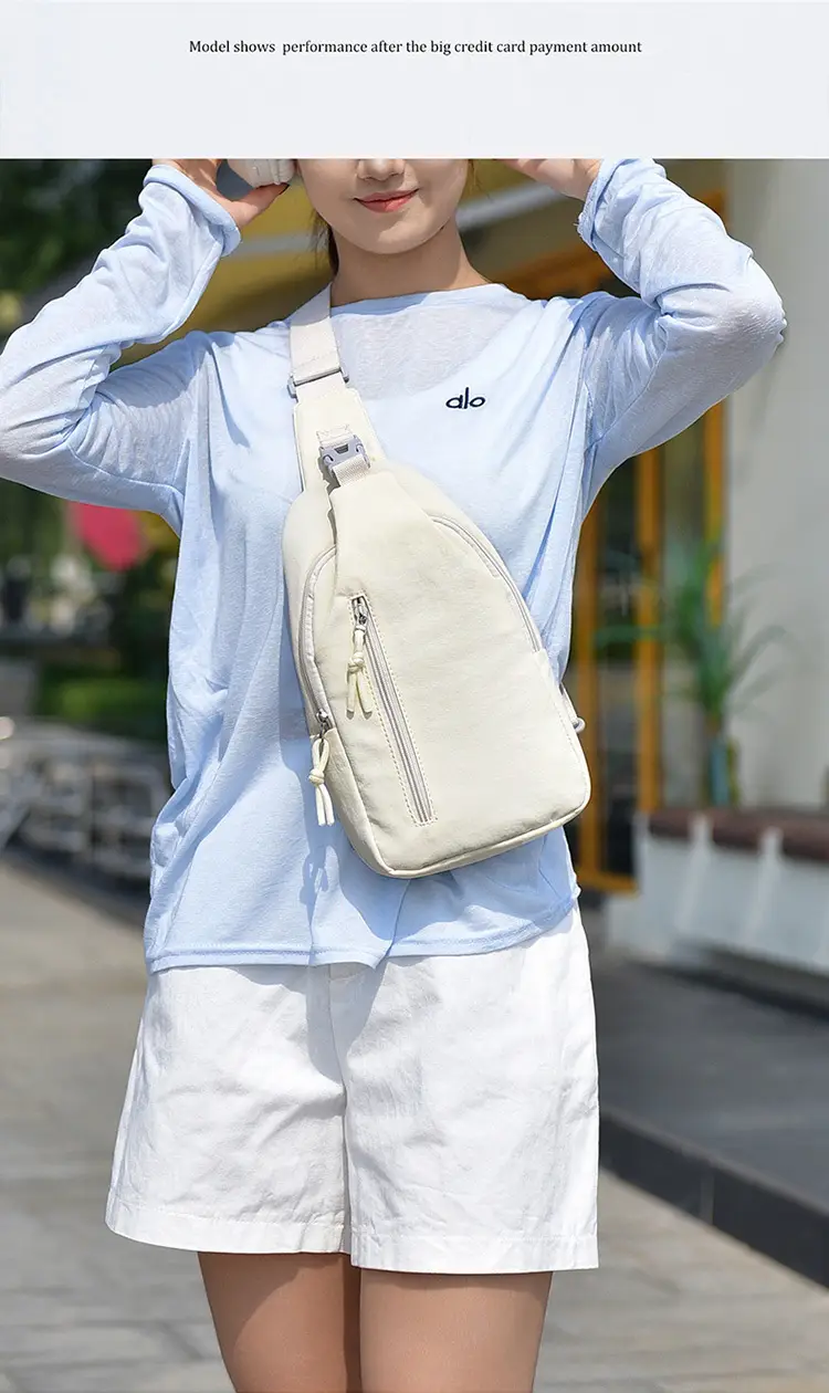 Women's Korean Style Crossbody Chest Bag Beige Oxford Cloth — feature 21