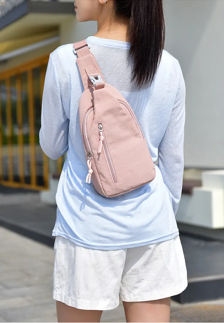 Women's Korean Style Crossbody Chest Bag Beige Oxford Cloth — feature 5