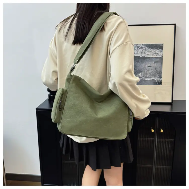 Canvas Crossbody Bag Large Capacity Women Tan — feature 13