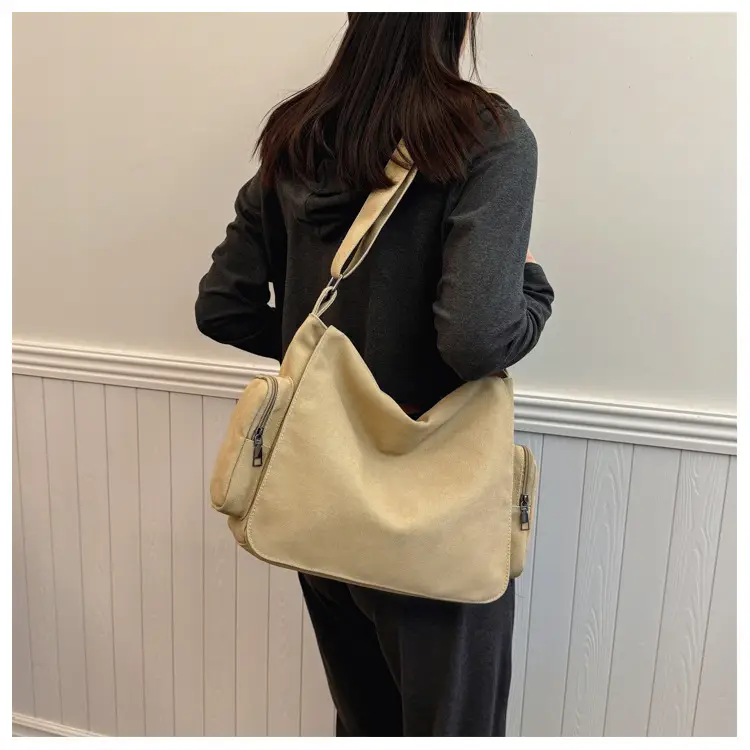 Canvas Crossbody Bag Large Capacity Women Tan — feature 16