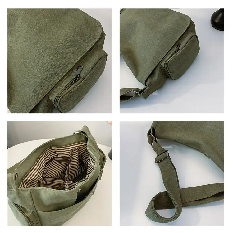 Canvas Crossbody Bag Large Capacity Women Tan — feature 20