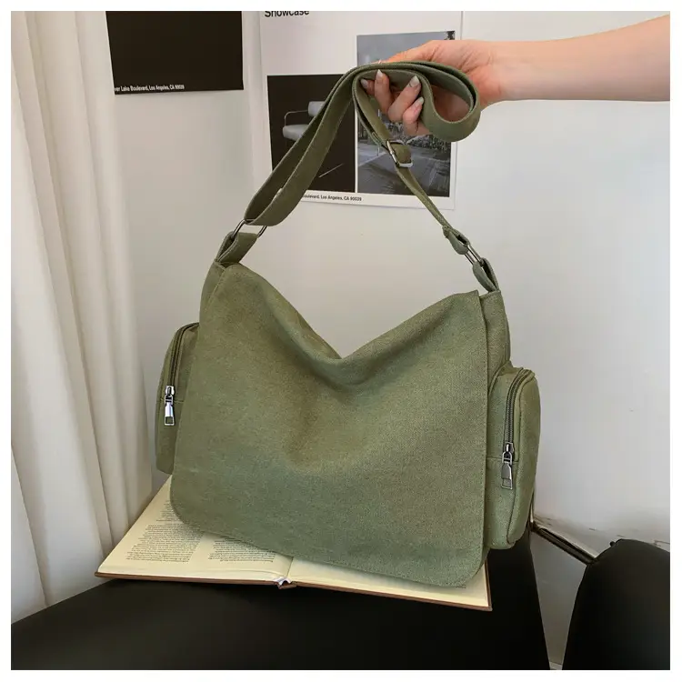 Canvas Crossbody Bag Large Capacity Women Tan — feature 26