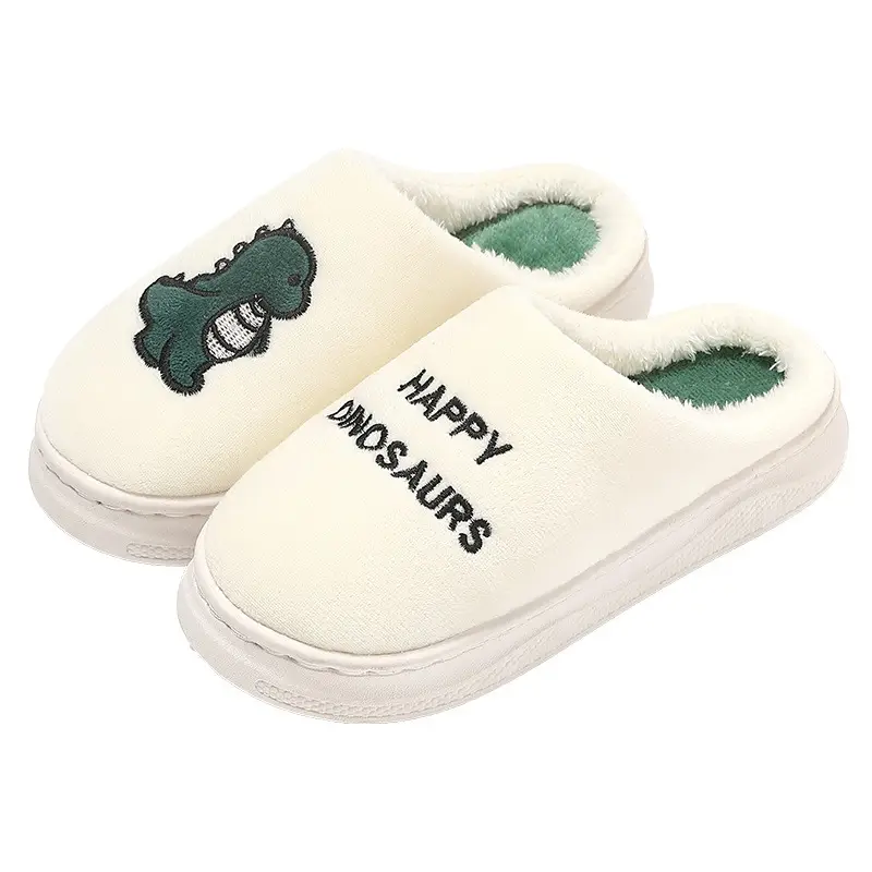 Furry Slippers for Women in Winter, Cartoon Embroidered Plush Warm Slippers for Men, Home Cotton Slippers for Men in Winter, Wholesale Couple Style