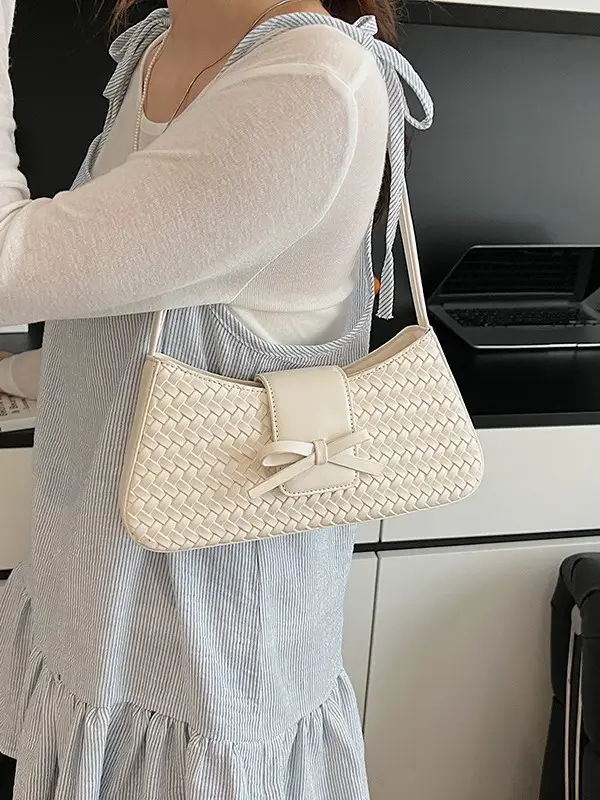 Women Crossbody Bag Cream Woven 2025 Summer - Image 5