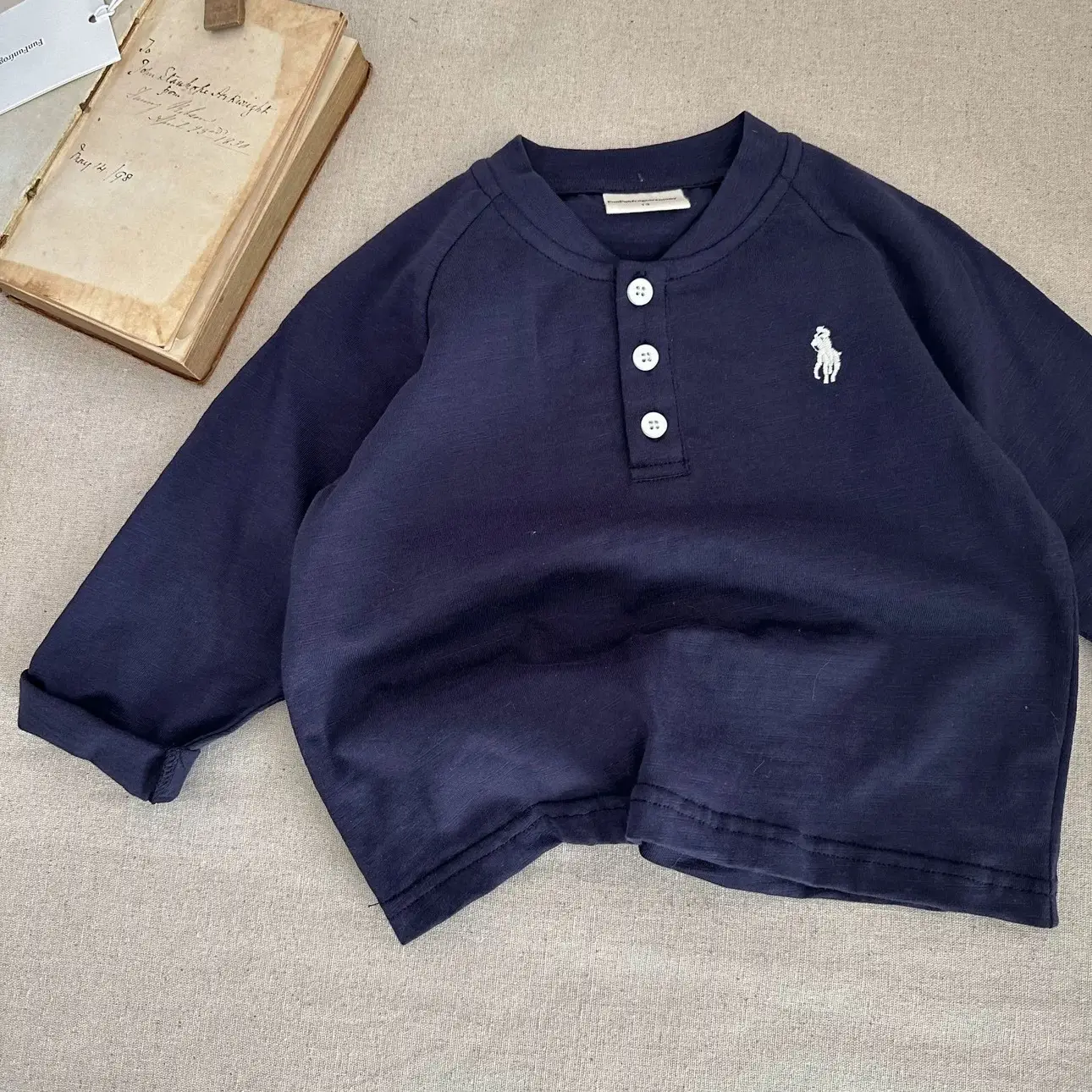 Boys Cotton Polo Shirt Set White Grey Button Front — feature 5