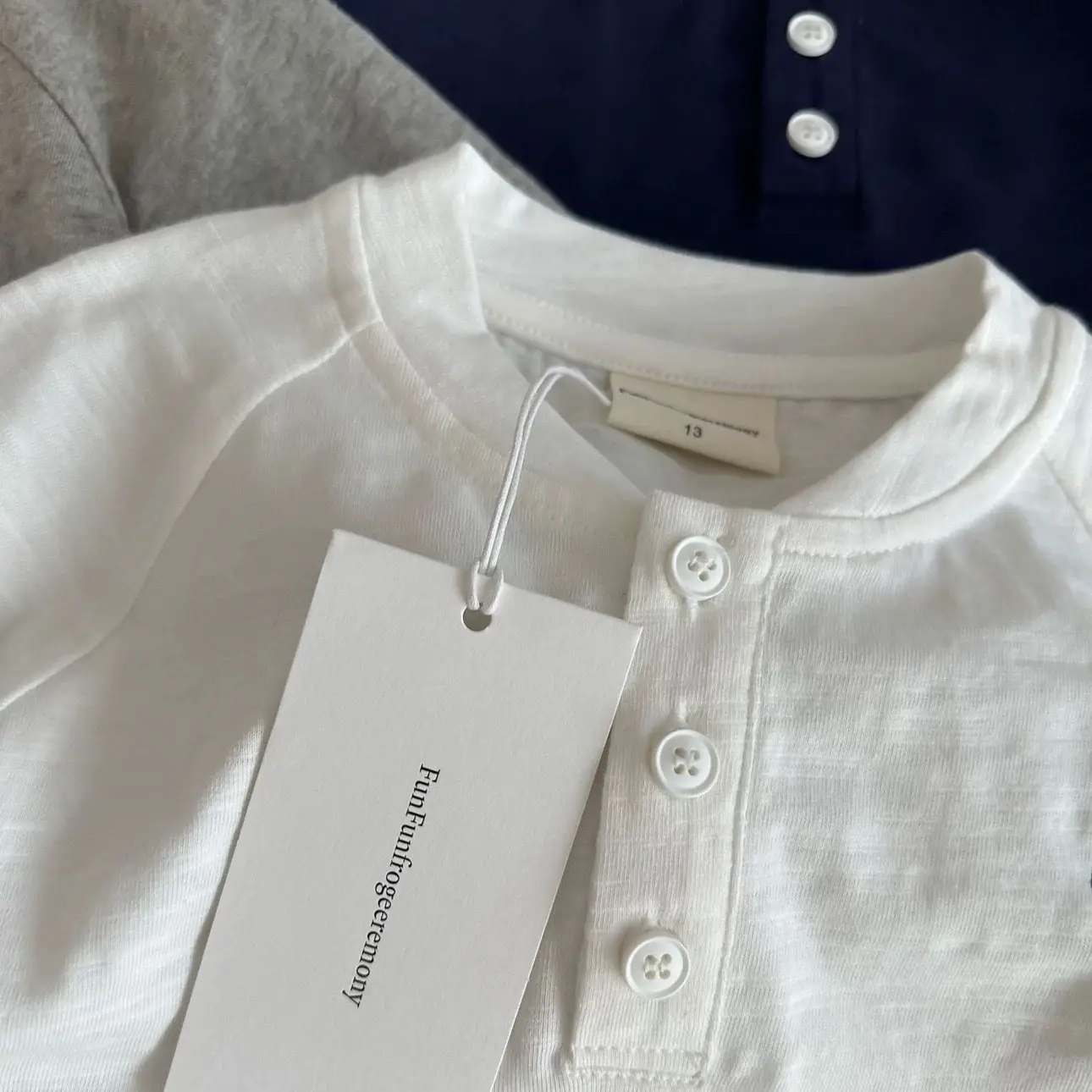 Boys Cotton Polo Shirt Set White Grey Button Front — feature 6