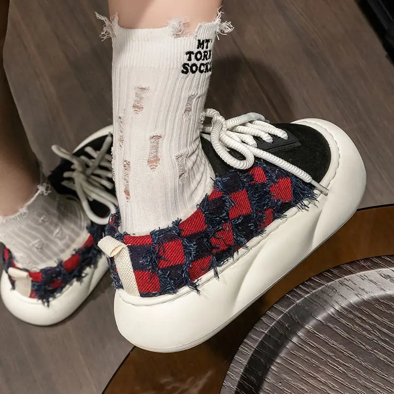 Women Cotton Lace-Up Slippers Winter Warm Thick Soled - Image 8