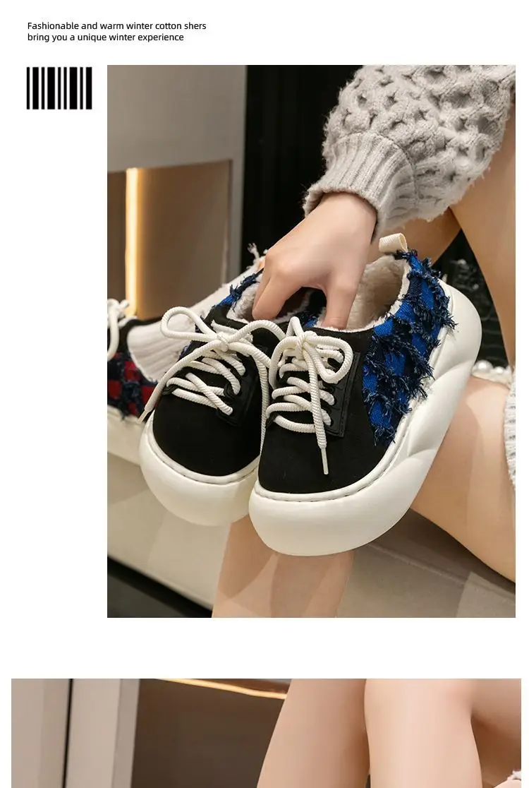 Women Cotton Lace-Up Slippers Winter Warm Thick Soled — feature 10