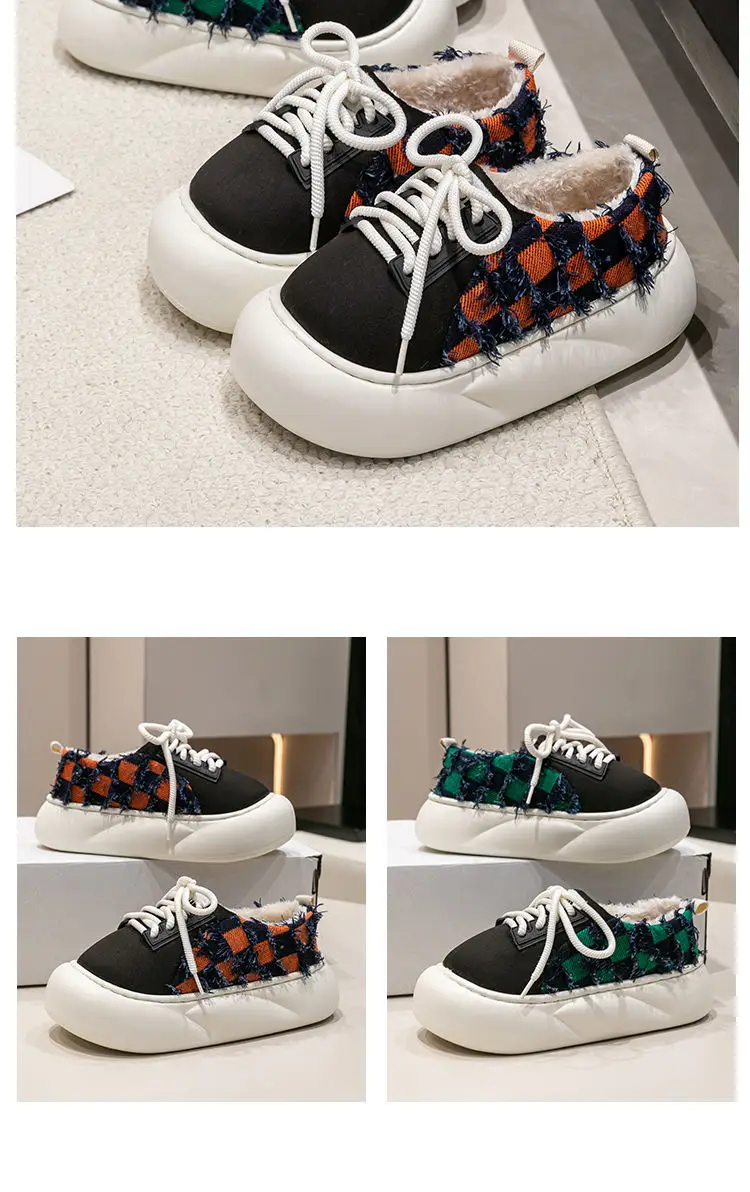 Women Cotton Lace-Up Slippers Winter Warm Thick Soled — feature 12