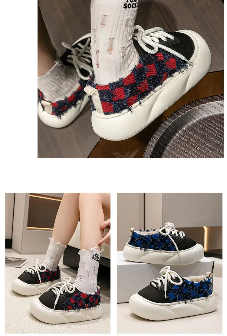 Women Cotton Lace-Up Slippers Winter Warm Thick Soled — feature 14